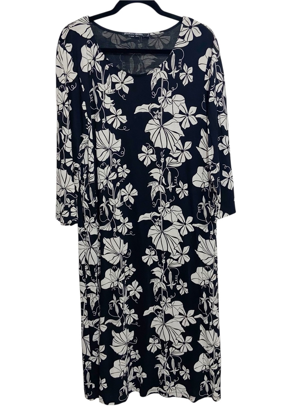 Gudrun Sjoden Dress Womens Large Midi Jersey Lagenlook Pockets Artsy Floral Boho